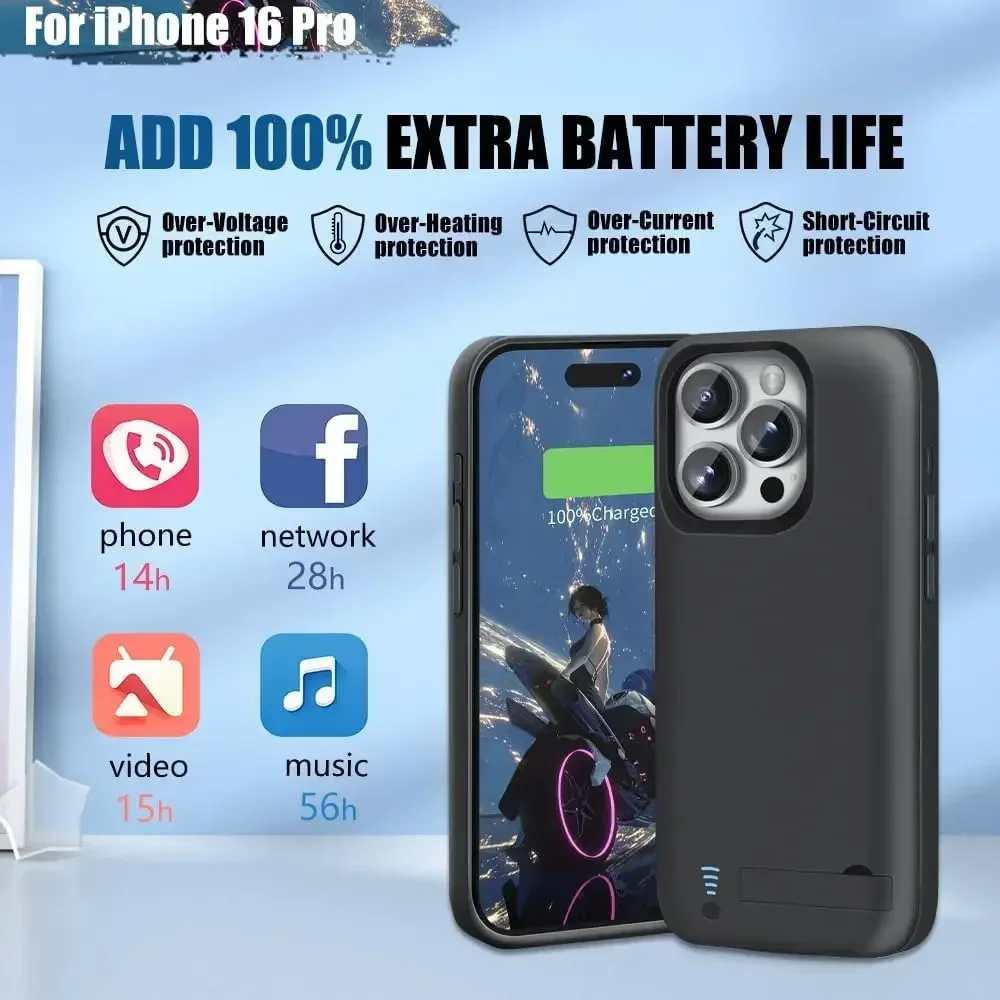 Custodia per caricabatteria intelligente da 10000 mAh per iPhone 16 Pro Custodia protettiva ricaricabile per Powerbank portatile Batterie Externe