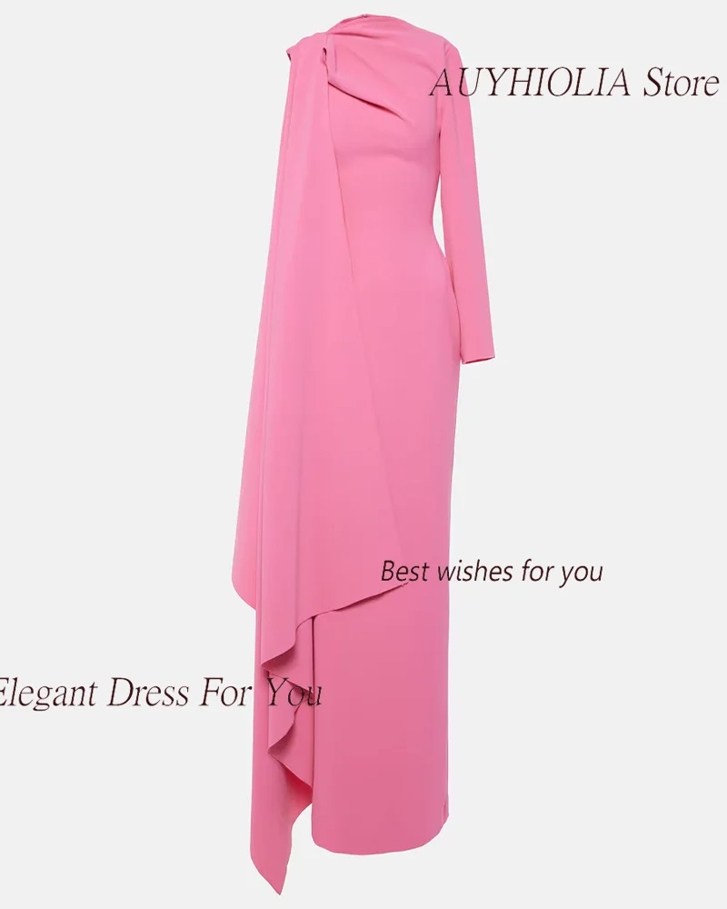 Crepe Long Evening Dresses Sexy Women 2024 정장원피스 Vestidos de festa Elegant Formal Pink Cocktail Party Gown With Cap Sleeve