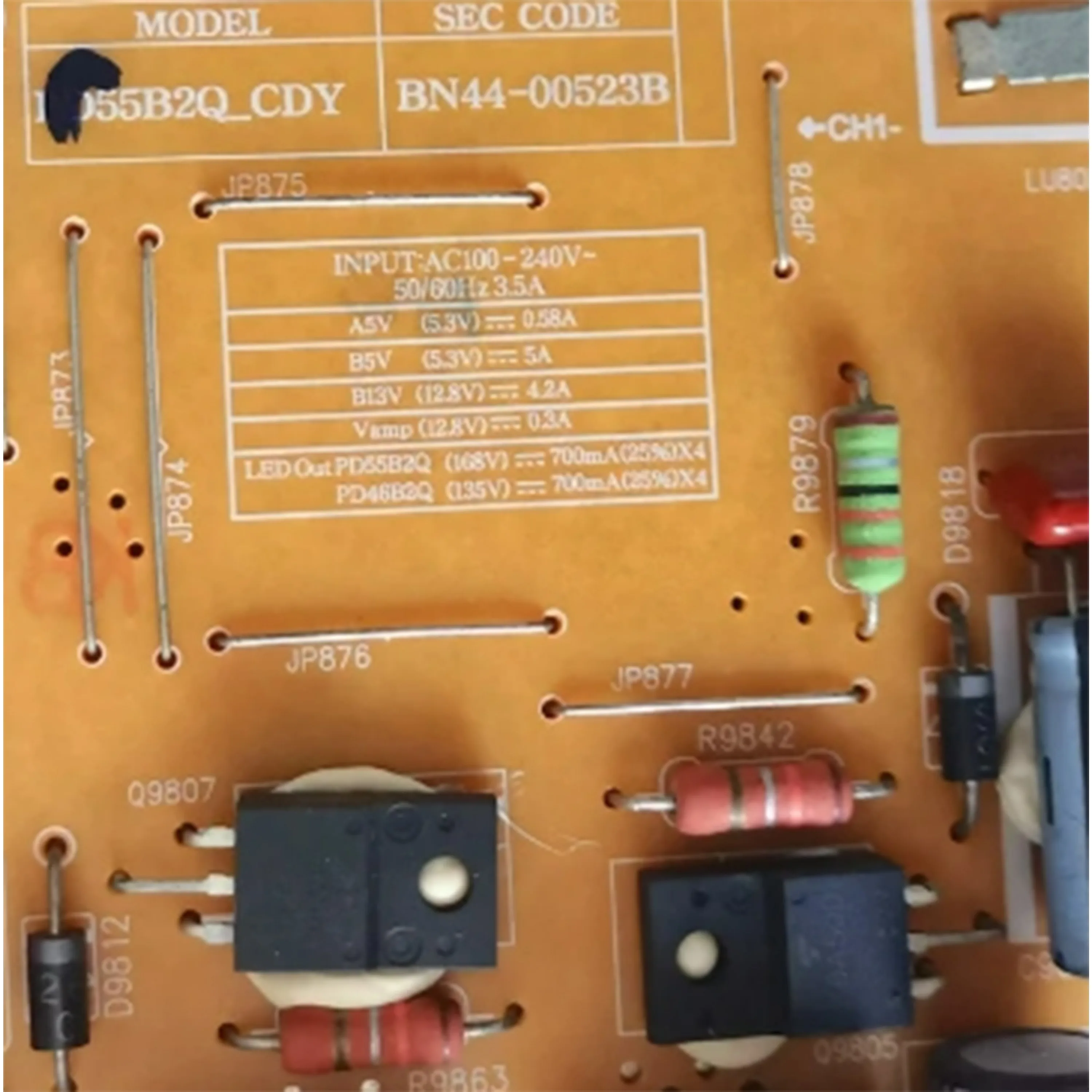 Authentic Original TV Power Board BN44-00523D = BN44-00523B = BN4-00523A Working Properly And For LCD Smart TV UE55ESS7000U Part