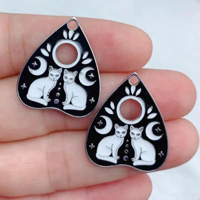 10pcs Witch Ouija Enamel Pendant charm Witch cat Sun Moon Skull  Pendant For Jewelry Making DIY Jewelry Findings Designer Chrams