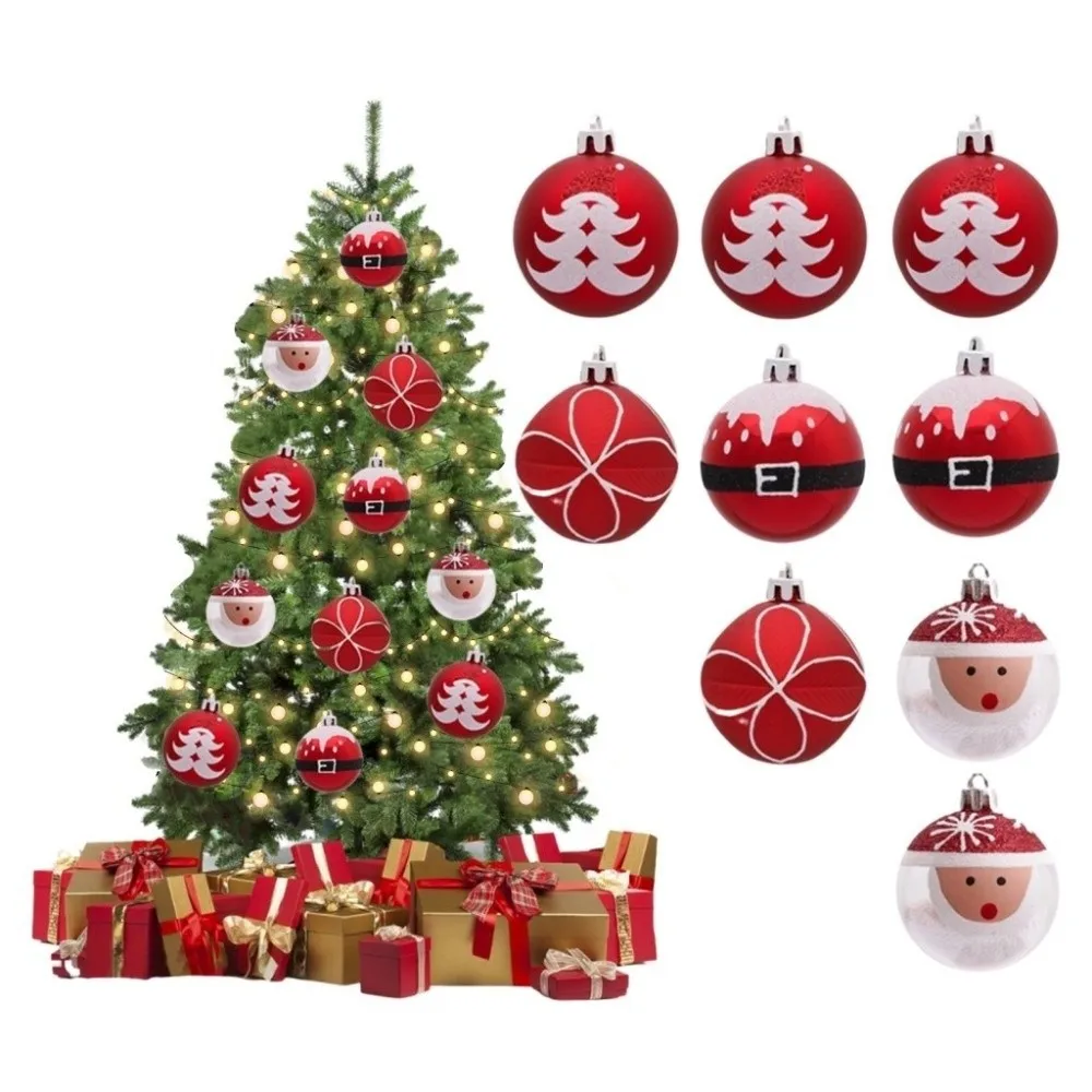 

9PCS/SET Exquisite Plastic Christmas Balls Red Santa Claus Christmas Balls Pendant Decorative 6CM Xmas Tree Ornaments Party