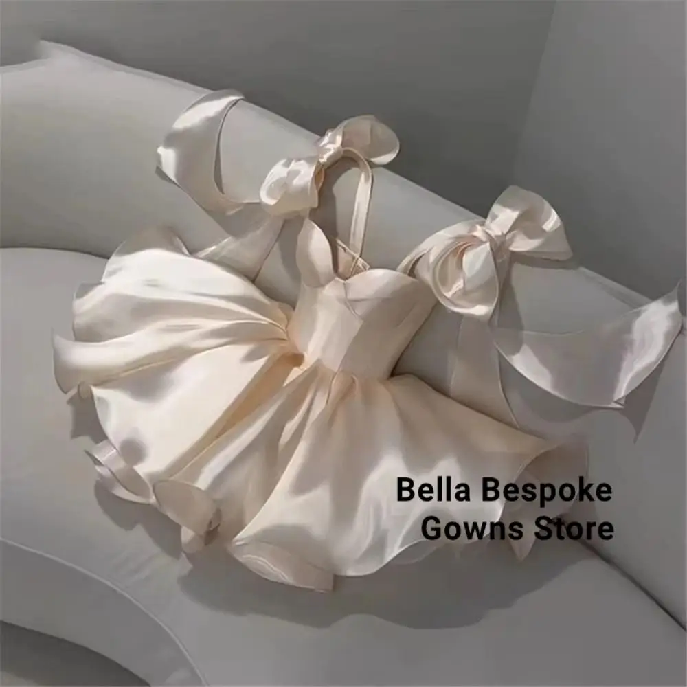

Modern Short Evening Dresses Women Bow Straps Off The Shoulder Prom Dresses Sweetheart Formal Birthday Party Dresses Customized