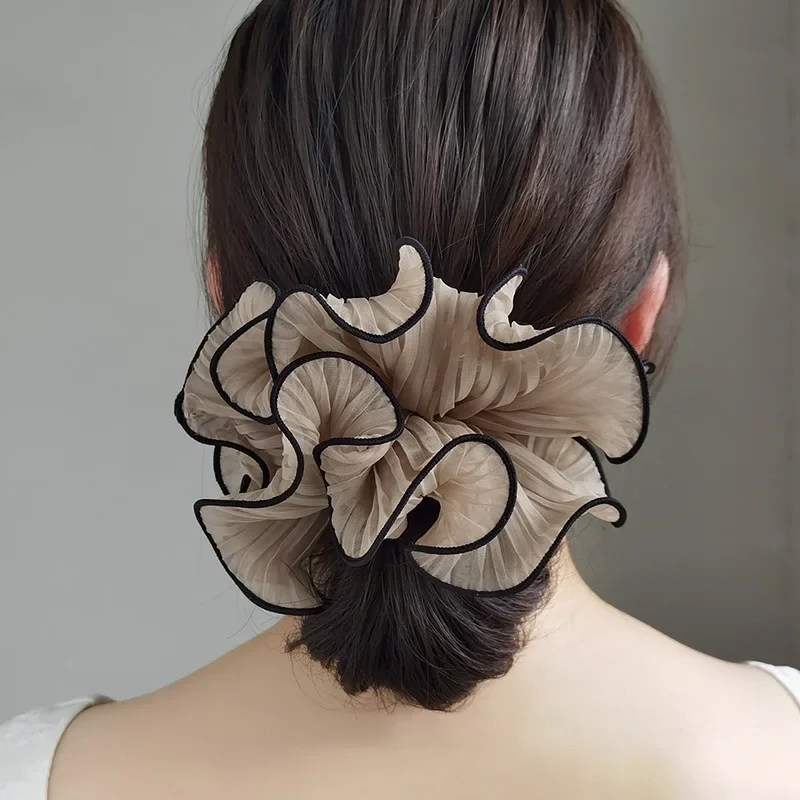 High-end Pleated Large  Intestine Hair Loop Fashionable Versatile Headband Best-selling Headwear Ponytail Rubber Band SA500