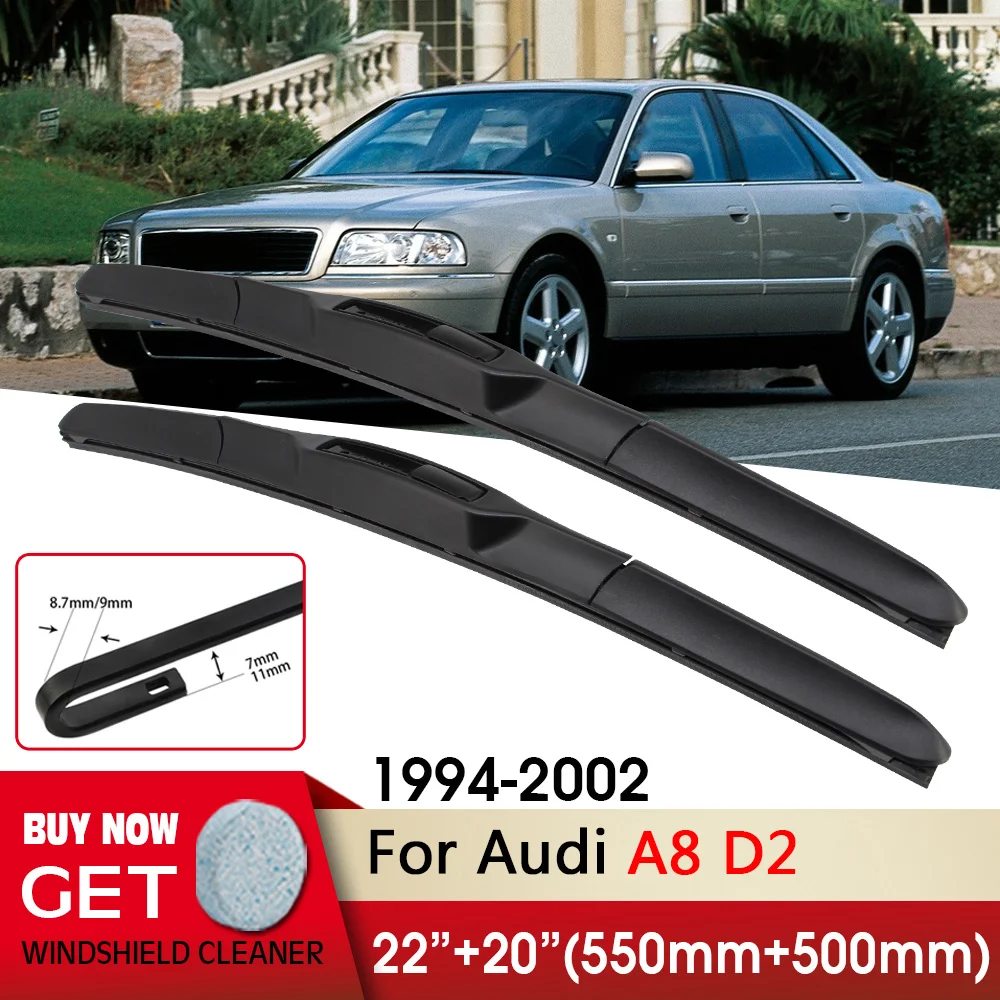 

Щетки стеклоочистителя для Audi A8 S8 RS8 D2 1994-2002 (праворульные и леворульные), 22+20 дюймов, с креплением U-образного типа, для лобового стекла