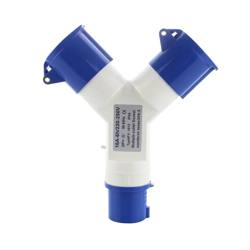 

Industrial plug Y-shaped multifunctional two-way and three-way waterproof socket connector one to three 16A32A1013