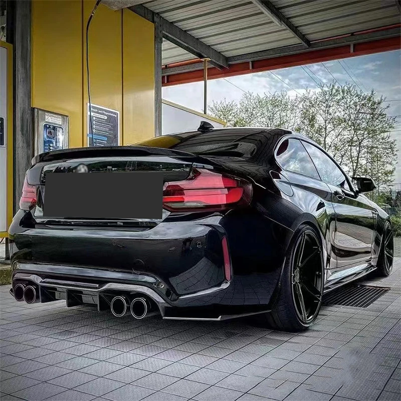 For BMW M2 M2C F87 2016 -2020 Carbon Fiber Car Rear Bumper Lip Diffuser Spoiler Parts Upgrade Body kit MT style