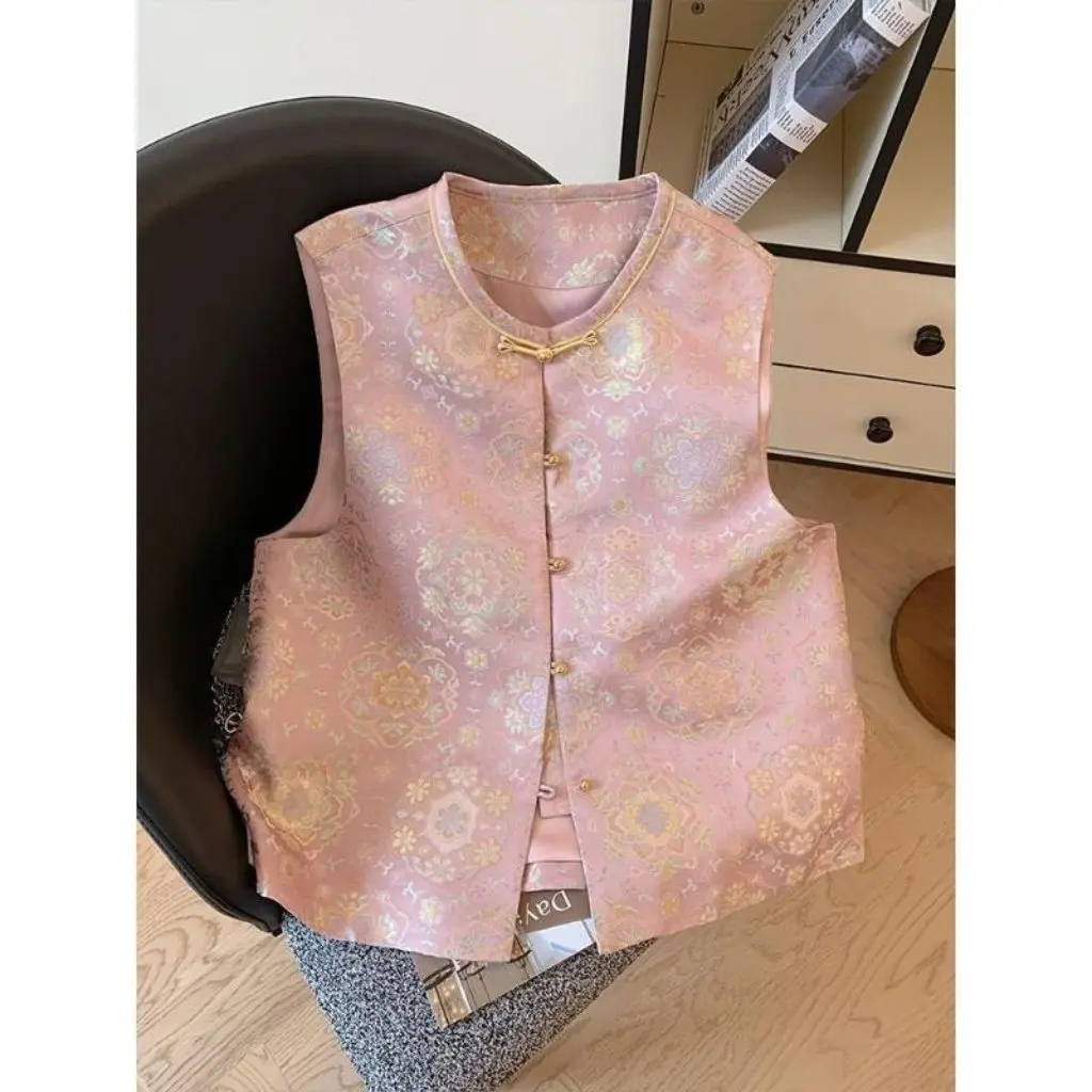 

Cornus Powder Bronzing Jacquard Women's Vest High-Grade Sweet Age-Reducing All-Match National Style Top for