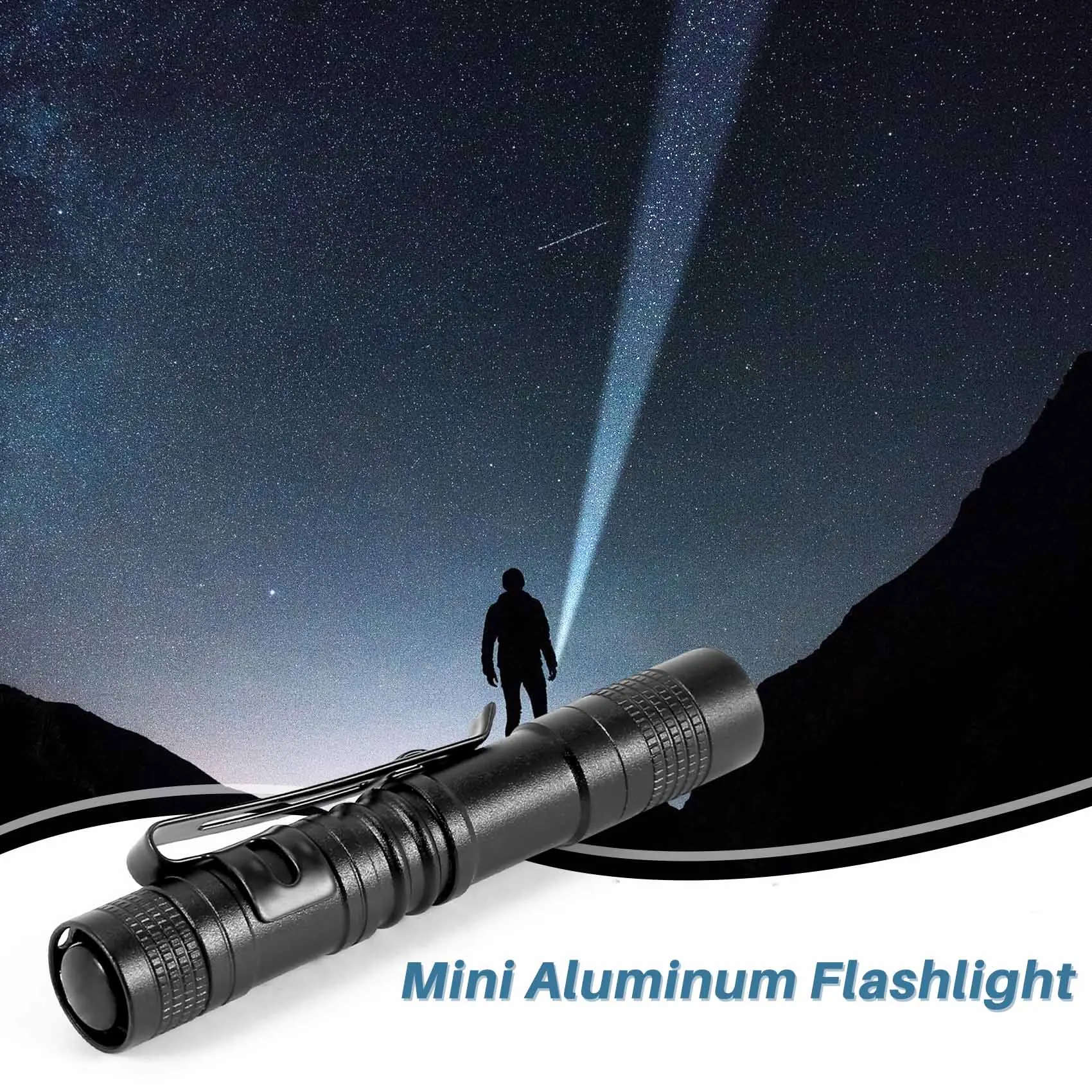 ABZV-Flashlight pen torch Super Small Mini AAA XPE-R3 LED Lamp Belt Clip Light Pocket torch with holster