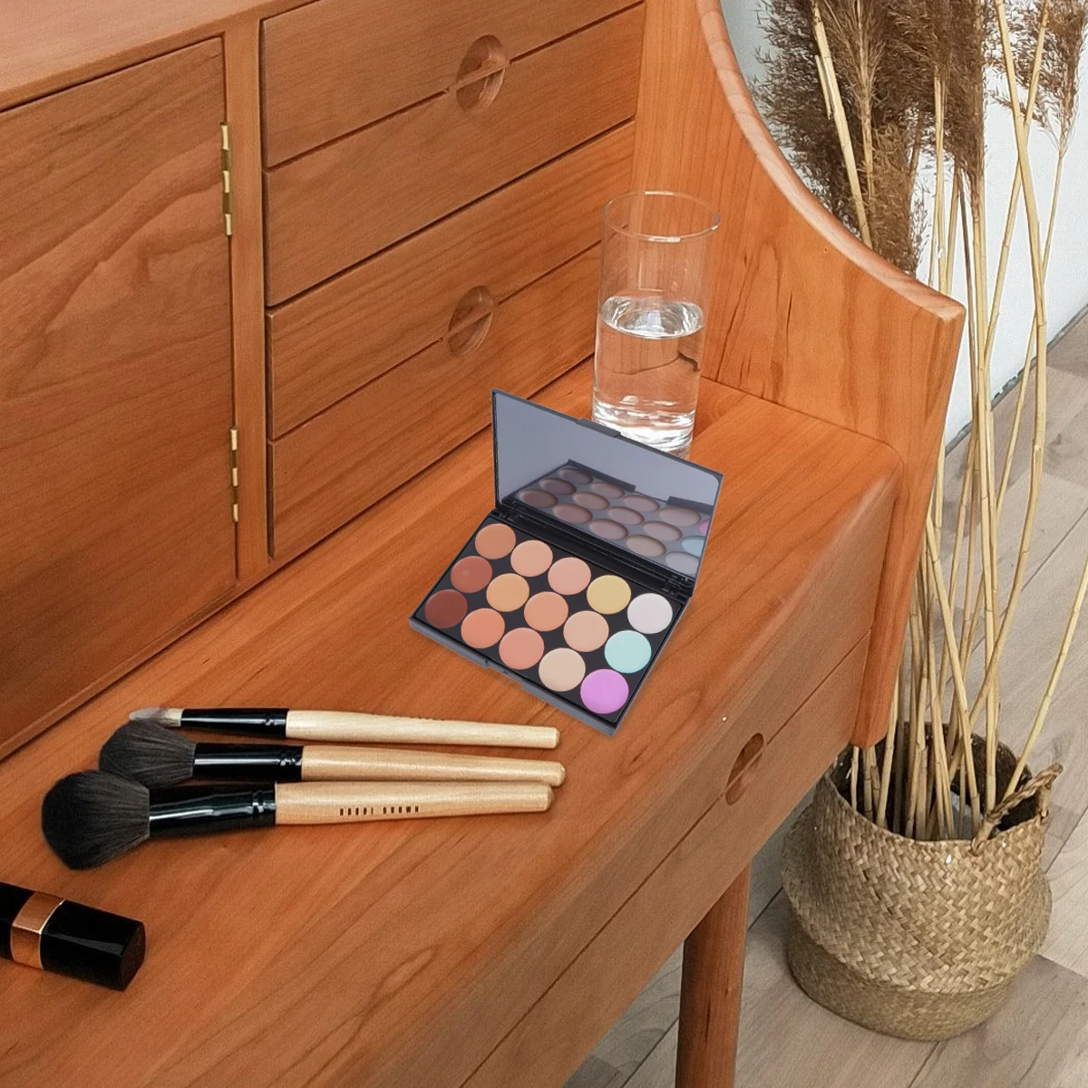 

15 Colors Concealer Powder Brush Set Oblique Head for Spot Blackhead Cover Makeup Palette Professional Home Travel Use