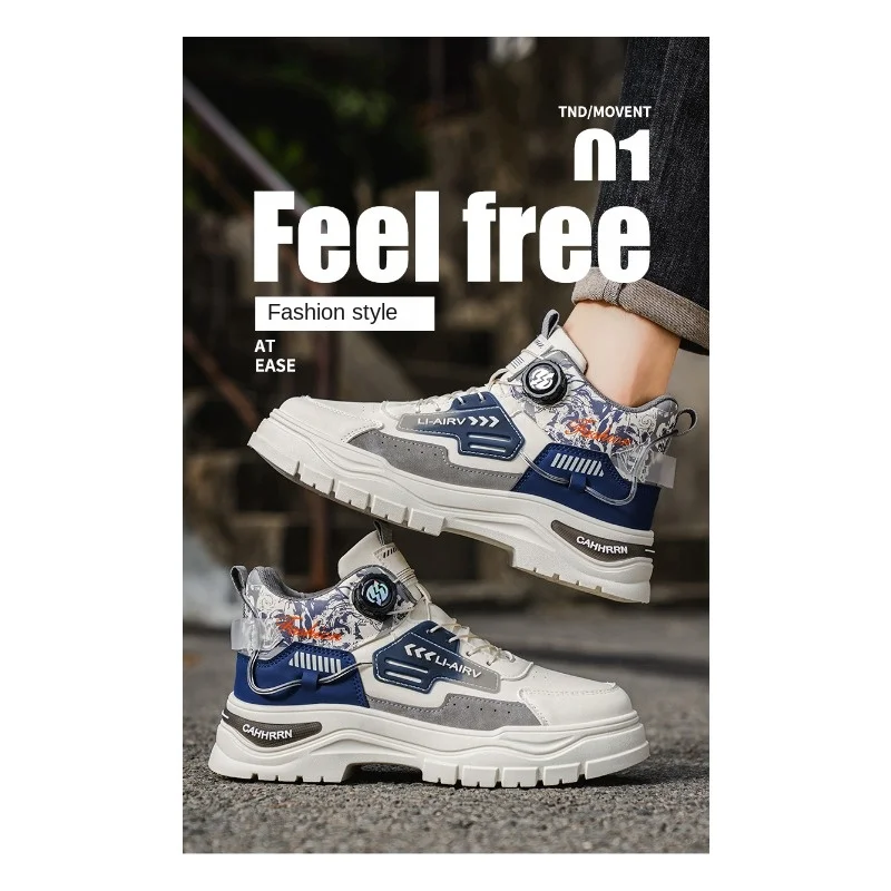 2026 Blue White Print High Top Unky Boots Men Rotary Quick Lock Waterproof Outdoor Footwear For Gulf Youth