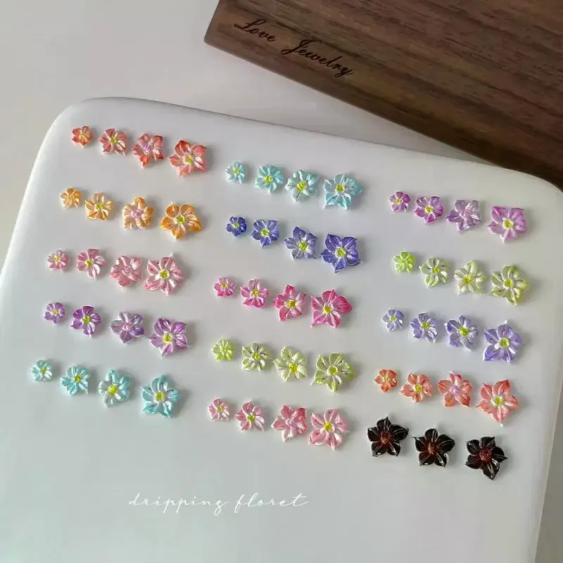 /Kuz/Resin Mini Colorful Flower Art Nail Decorate 3D FlowerAppliques DIY Nail Art Decor Accessories Crafts 50 Pcs