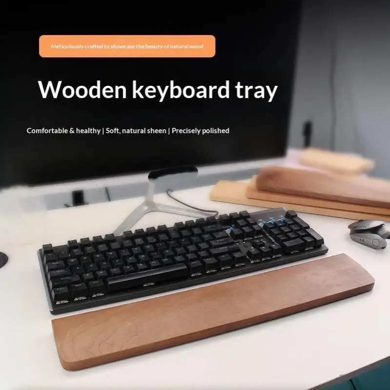 Solid Wood Keyboard Palm Rest Mouse Pad Wrist Support Gaming Office Mechanical Keyboard Wooden Wrist Rest Simple