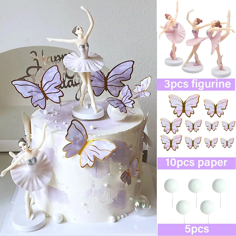 Tanzende Mädchen Kuchen Dekorationen Ballerina Figur Kuchen Topper Für Mädchen Ballett Thema Geburtstag Party Dekore Kuchen Ornament – Detail 8