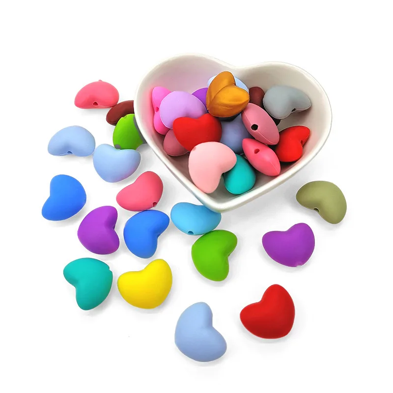 10/20Pcs Heart Silicone Beads 19x20mm Baby Food Grade Teether Beads for Jewelry Making Chewing Pacifier Clip Findings BPA Free