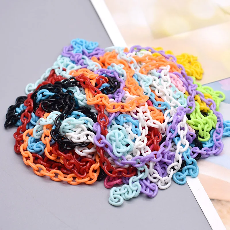 10/50pcs Width 6mm Length 40cm Colorful Acrylic Link Chain Lobster Clasp Chains For Key Glasses Chain Making Jewelry Necklace