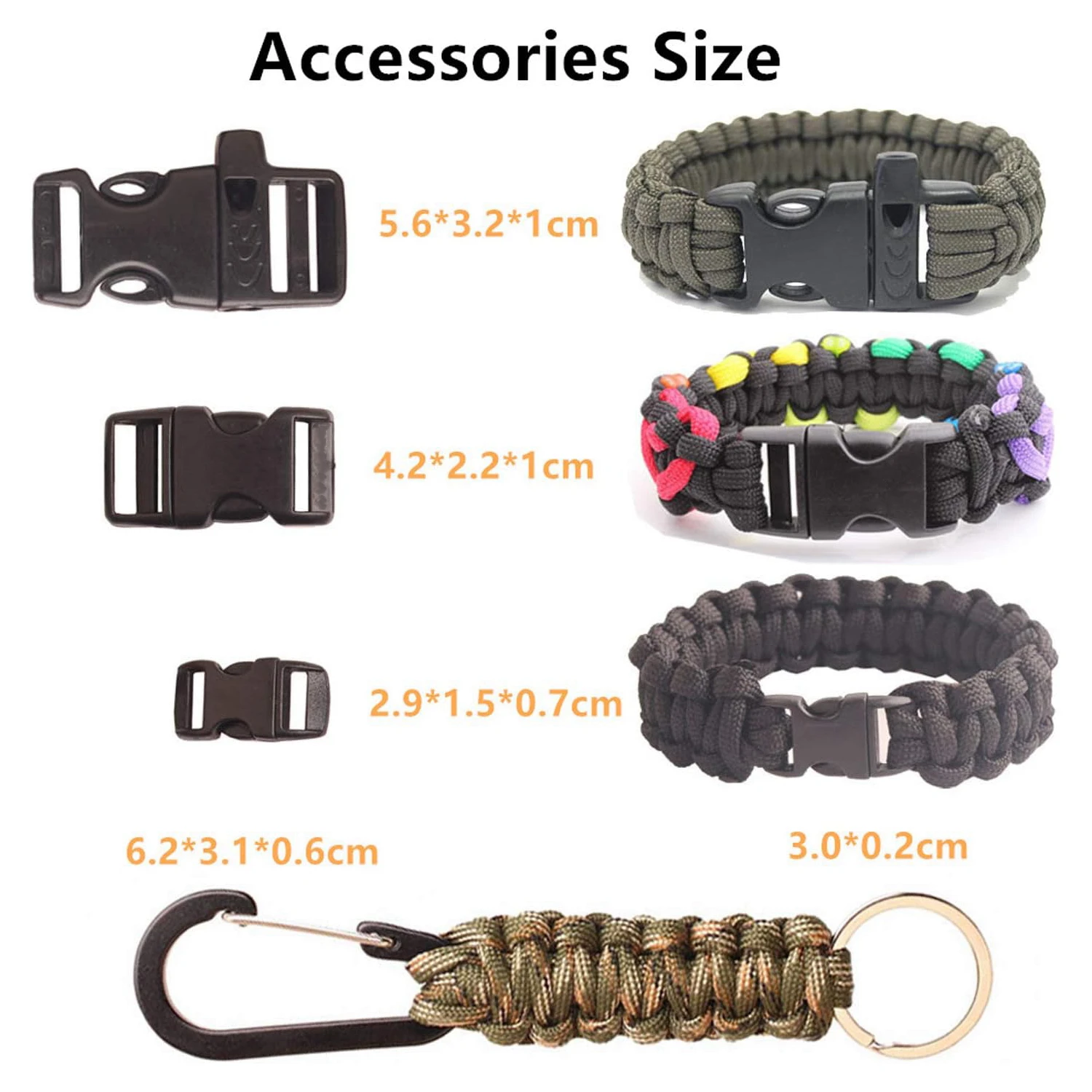 Paracord 550 Armband-Set, 5m pro Seil, Schnallen, 4mm Paracord zur Herstellung von Schlüsselanhängern/Armbändern für Outdoor/Camping/Geschenk/Überlebensausrüstung/Taktikzwecke – Detail 6