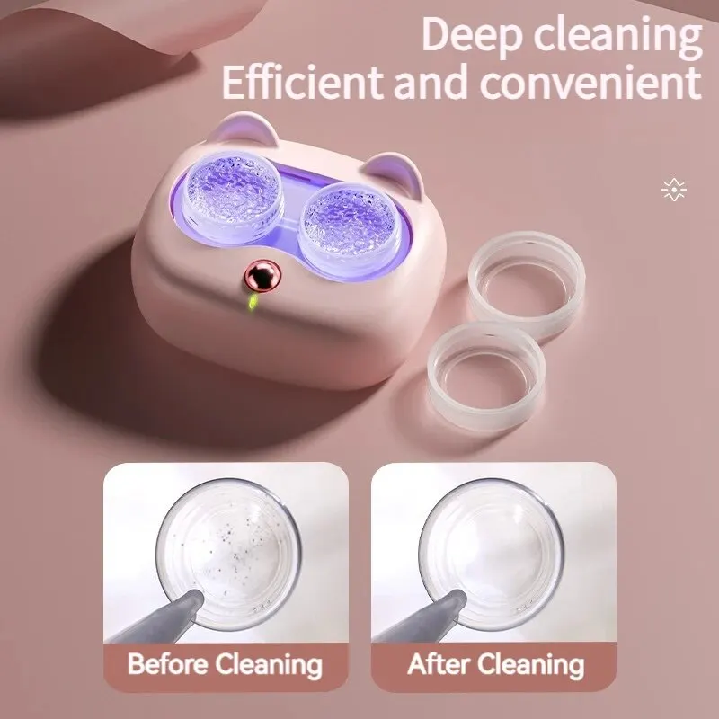 Portable Contact Lens Cleaner High Frequency Vibration Contact Lens Cleaning Case Beauty Pupil Storage Cleaning Container Tools