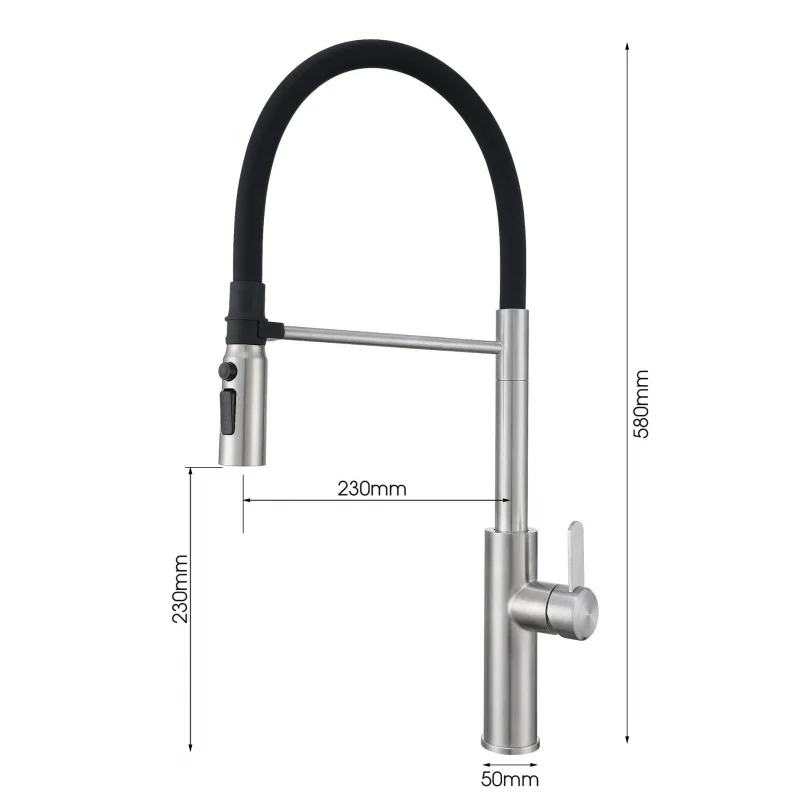 Grifo de agua fría y caliente de cocina magnético de acero inoxidable 304, grifo de fregadero telescópico de raspado Universal de silicona a prueba de salpicaduras