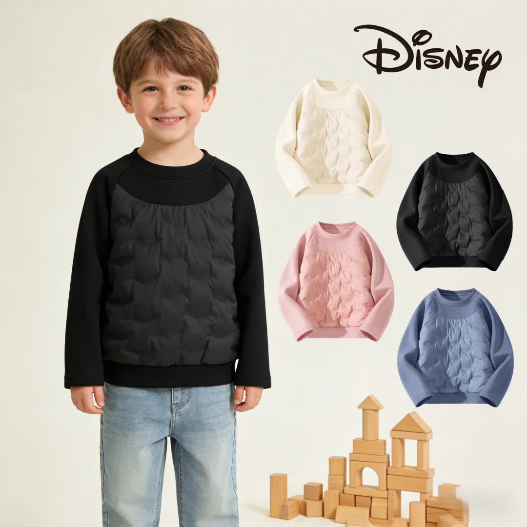

Детский легкий пуховый пуловер Disney, утолщенные толстовки с высоким воротником для мальчиков и девочек, мягкие утепленные пуловеры с капюшоном