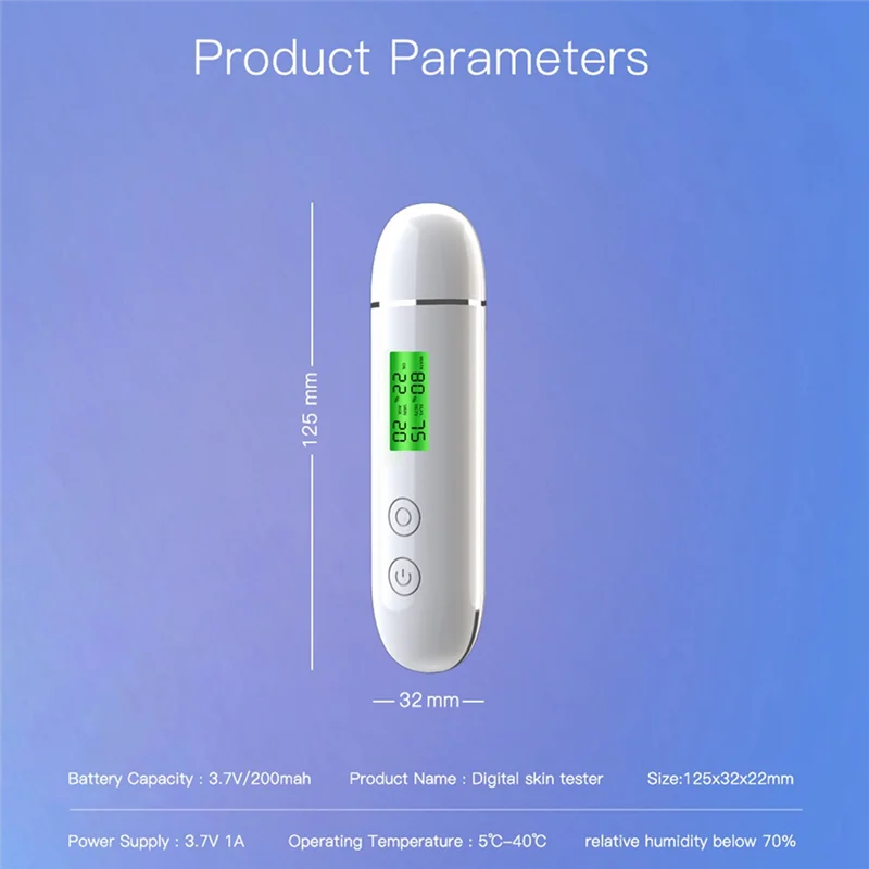 AA20-testeur d'humidité de la peau détecteur d'agent Fluorescent affichage LCD compteur d'humidité de la peau du visage