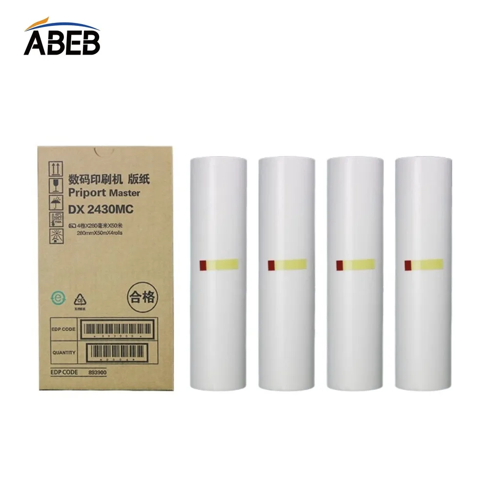 

4 Rolls/Box Compatible Ricoh DX2430MC Printing Master For DX2430MC DD2433 2432 2432 2433 High Quality master roll Jam free