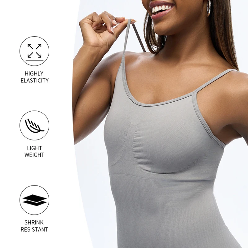 BurVogue Body Shaper For Women Long Style Under Dress One Piece Full Slip Tummy Control Shapewear Dress With Adjustable Spaghett