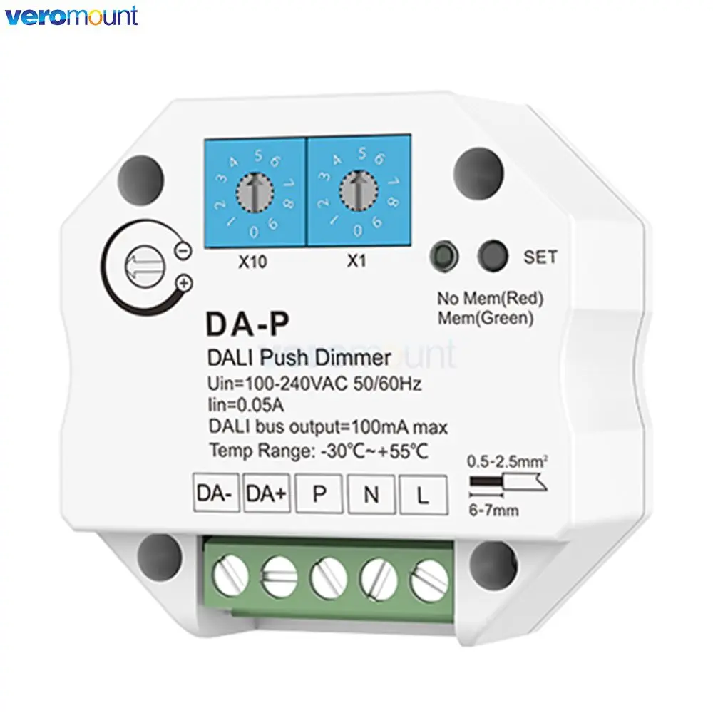 Skydance DA-P DALI Push LED Dimmer AC 110V 220V with Memory Function for DALI Driver or Ballasts Dimming Speed Adjustable Dimmer