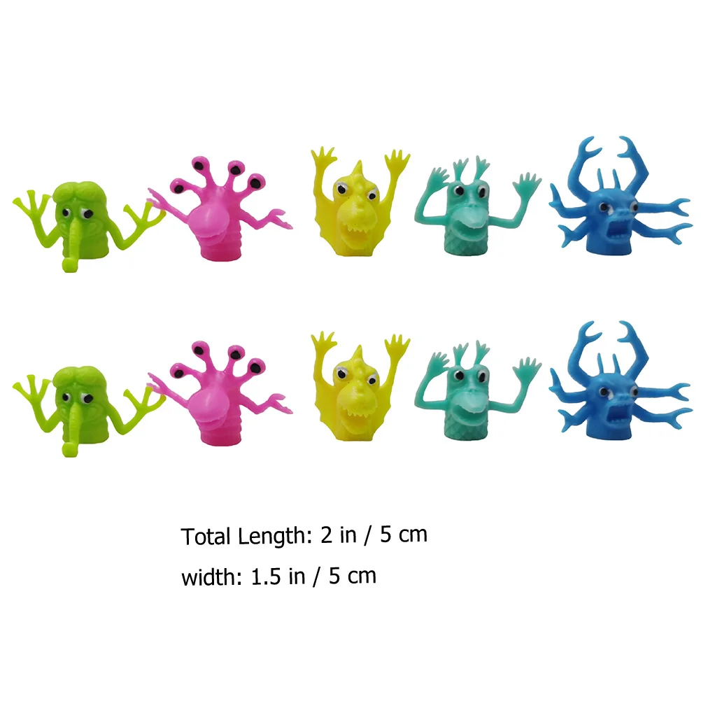 10pcs Monster Finger Puppets Colourful TPR Scary Alien Story Telling Puppets Hand Toys Halloween Educational Toys