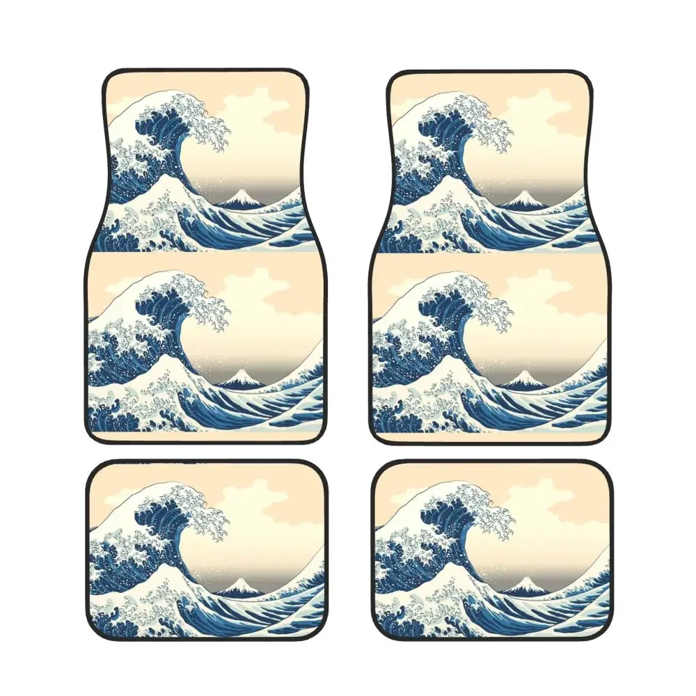 The Great Wave Off Kanagawa Car Waterproof Rubber Car Mats 4PCS Car Floor Carpets Rugs Non-Slip Auto Foot Mats  Floor Mats