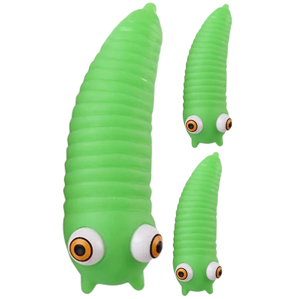 3 pçs durável pvc fidget caterpillar sensorial espremer alívio do estresse descompressão divertido presente caterpillar brinquedo sensorial brinquedos