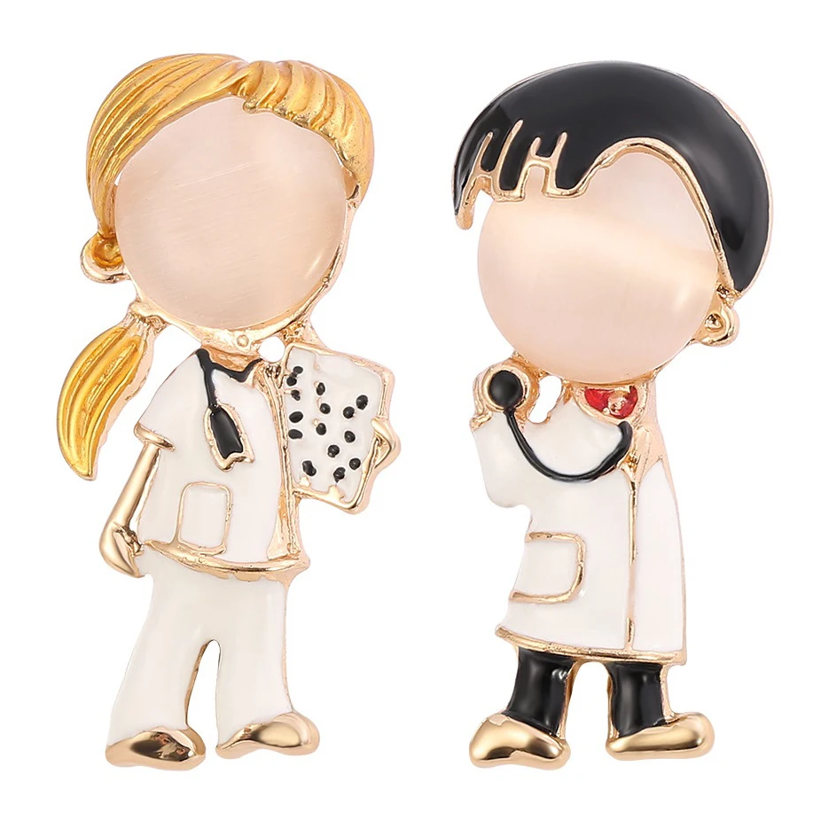 Doctor Nurse Figure Cute Pins Hospital Staff  Brooch Zinc Alloy Enamel Badge Fashion Jewelry Brooch for Clothing Bags Decor