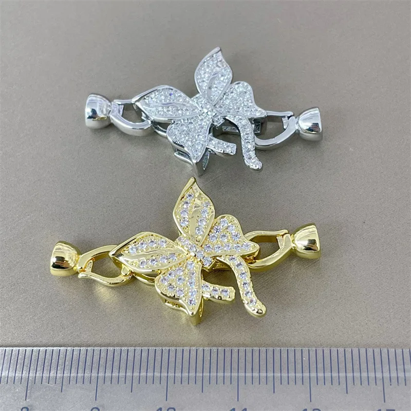 1 Piece Copper Plated Zirconium High Quality Butterfly Pearl Necklace Bracelet Buckle DIY Jewelry Making Materials Accessories