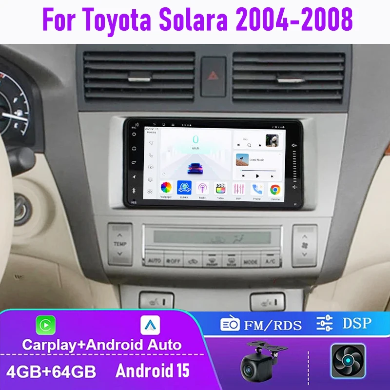 

7" 4+64GB For Toyota Solara 2004-2008 Car Radio Wireless Carplay Android Auto Head Unit + Outer Frame + JBL Cable