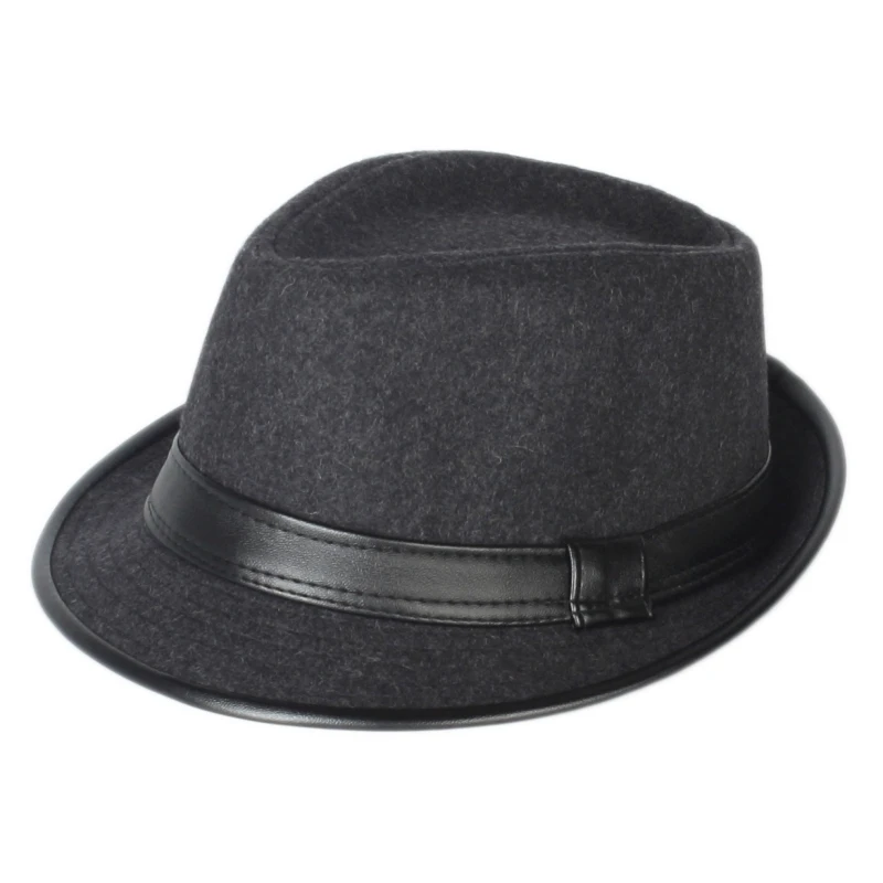 

Wholesale High Quality Spring Autumn Winter Short Brim Felt Fedora Hat Elegant Gentlemen Classic Church Jazz Hat Custom Logo