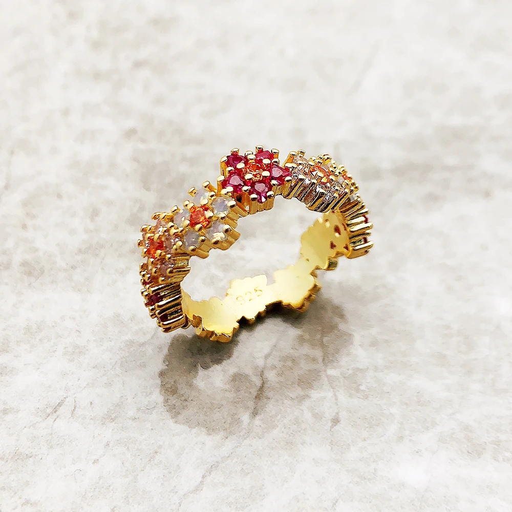 Ring Blumen Bunte Steine 2023 Marke Neue Feine Jewerly Romantische Geschenk Für Frauen In 925 Sterling Silber – Detail 2