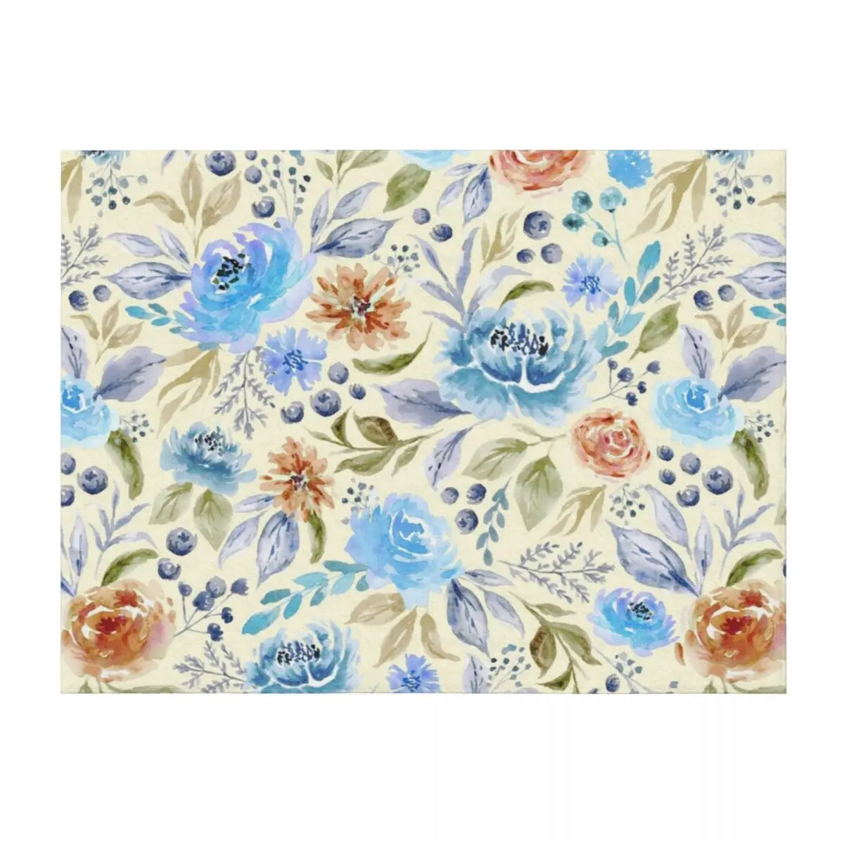 

Watercolor Floral Garden in Yellow Throw Blanket Luxury Brand Personalized Gift Thins Polar Blankets