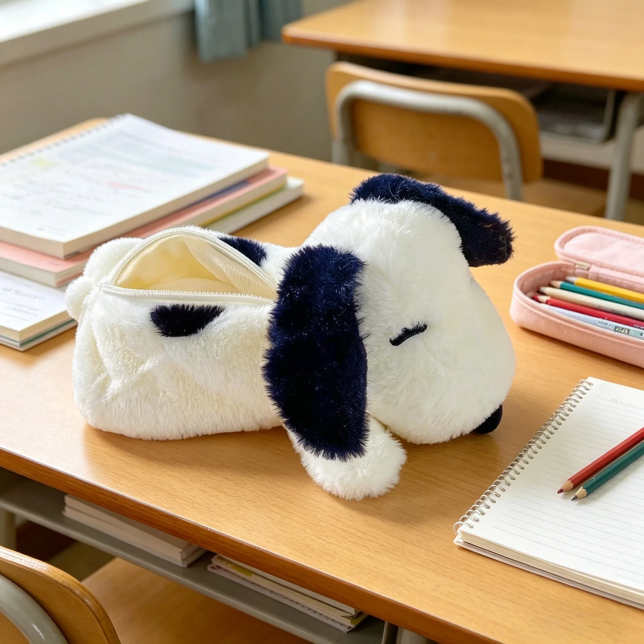 Estuche de Peluche de Snoopy de Dibujos Animados, Bolsa de Papelería Adhesiva de Charlie, Estuche de Papelería de Muñeca Linda y de Alta Calidad para Estudiantes, Regalo