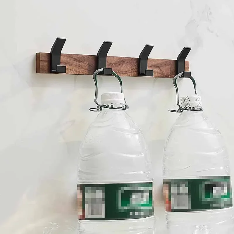 Black Walnut Solid Wood Coat Racks 4 Hooks Clothing Organizer Hangers Portable Entrance Hall Bag Scarf Clothes Storage Furniture
