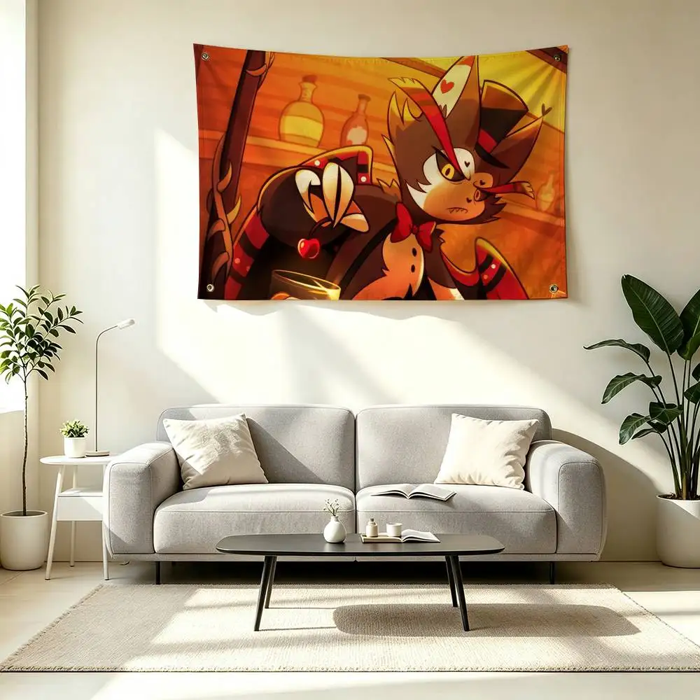 H-Husk Hazbin Hotel Flags for Bedrooms Home Decor Items Outdoor Decors Garage Decoration Flaga