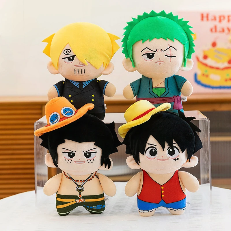Kawaii Plüschtier One Piece Ruffy Ace Zoro Sanji Gefüllte Puppe Niedliche Anime Figur Kinder Geburtstagsgeschenk Plüschtier für Kinder