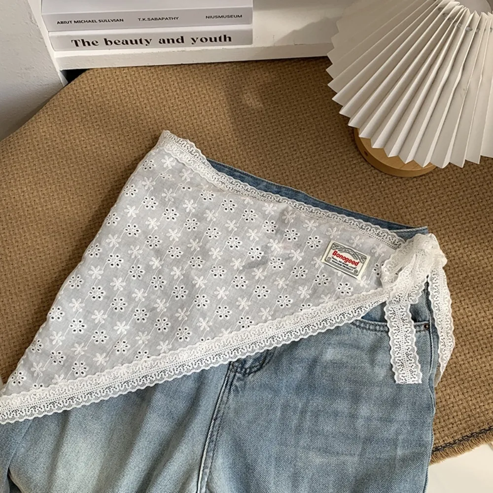 

Fashion Sweet Lace Half Skirt Flower Embroidery Y2K Gauze Skirt Hight Waist Lace-up Outwear Mini Skirt Girls