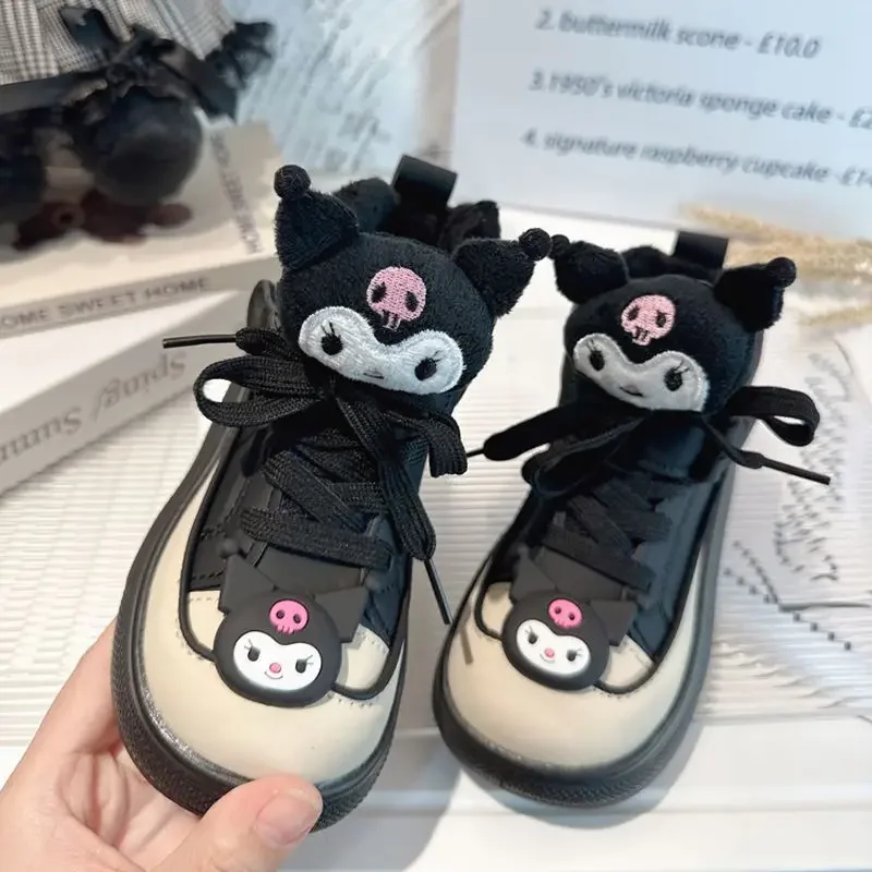 Kuromi Anime Kawaii Sanrio Ins buty w stylu casual Cute Cartoon dziecięce sportowe trampki buty kaszmirowe piękne prezenty Y2k dla dzieci