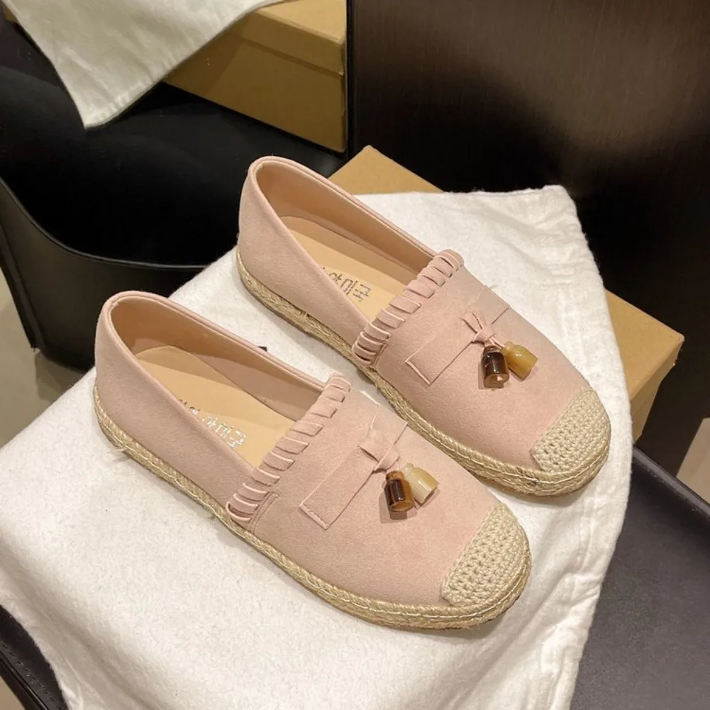 

Tassel Decor Espadrille Flats Women's Slip-On Casual Shoes Breathable Summer Comfortable Non-Slip Espadrilles for Ladies Size 40