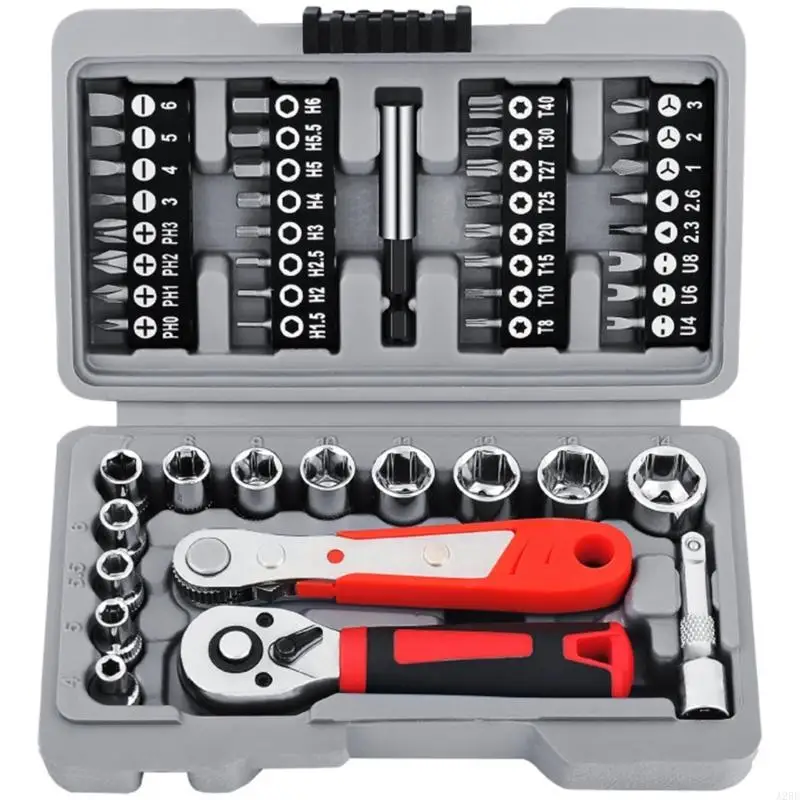 

A2BE 48Pcs Socket Wrench Set Hand Tool Set Car Repair Tool Mechanical Tool Boxes