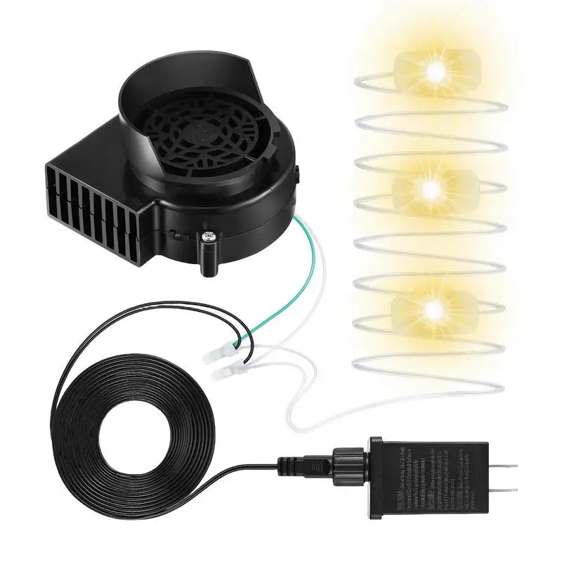 Replacement 1A Air Blower for Christmas Inflatables, 12V/1.2A Adapter Blower Fan with 3 LED Light String Holiday Yard Decor