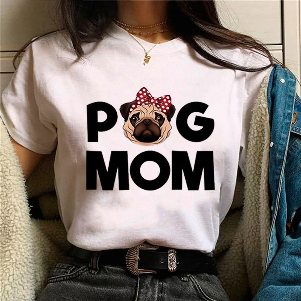 Pug Tee women designer Y2K t shirt female manga graphic clothes