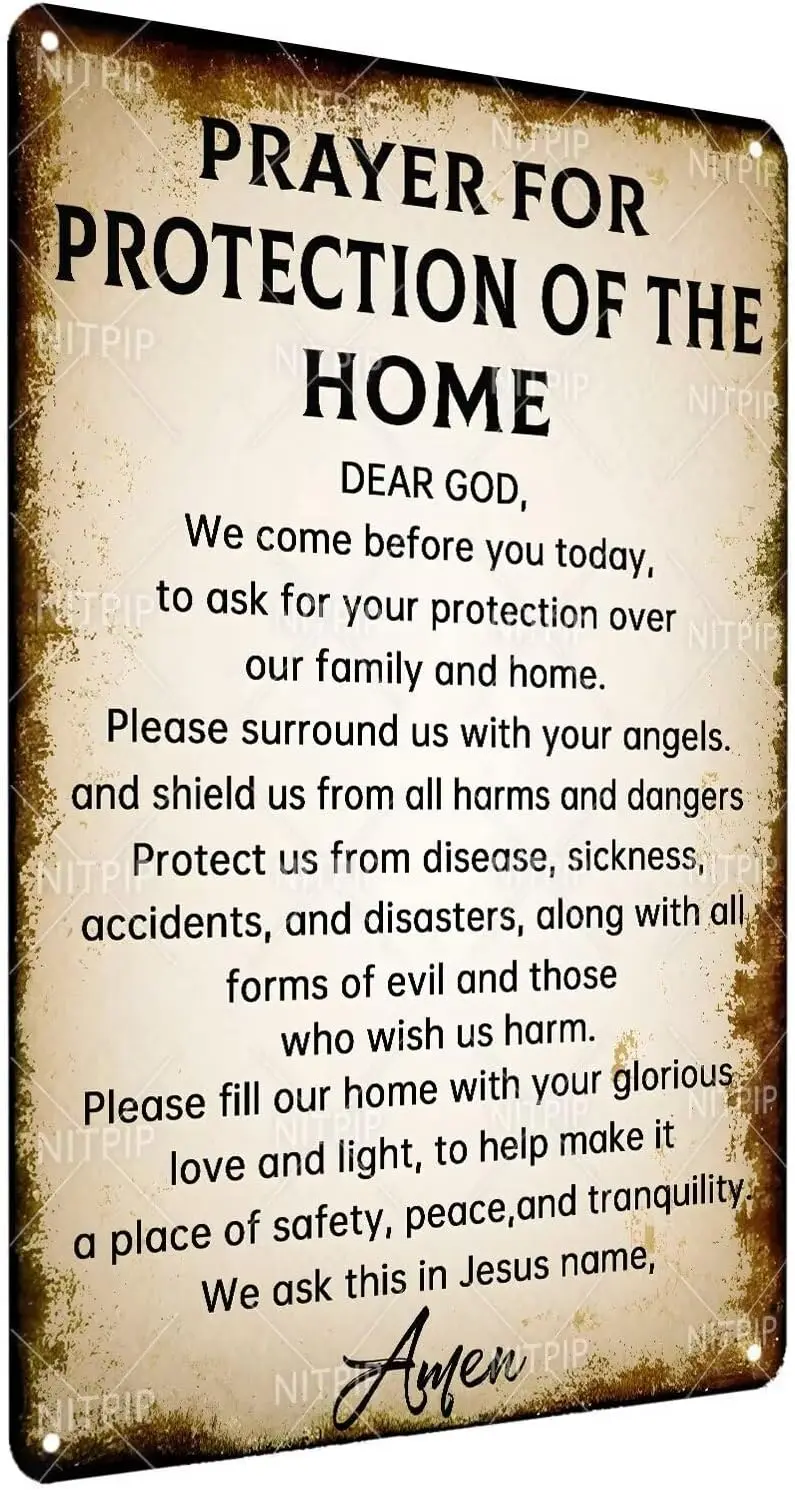 Christian Prayer Metal Tin Sign -  - God Christian Quotes Gifts - Rustic Religious Sign for Home Decor