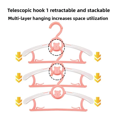 5 st utdragbar stapelbar klädhängare för barn, babytorkställning, grossistklädorganisatör för barn 10 best sales utdragbar klädhängare - №8