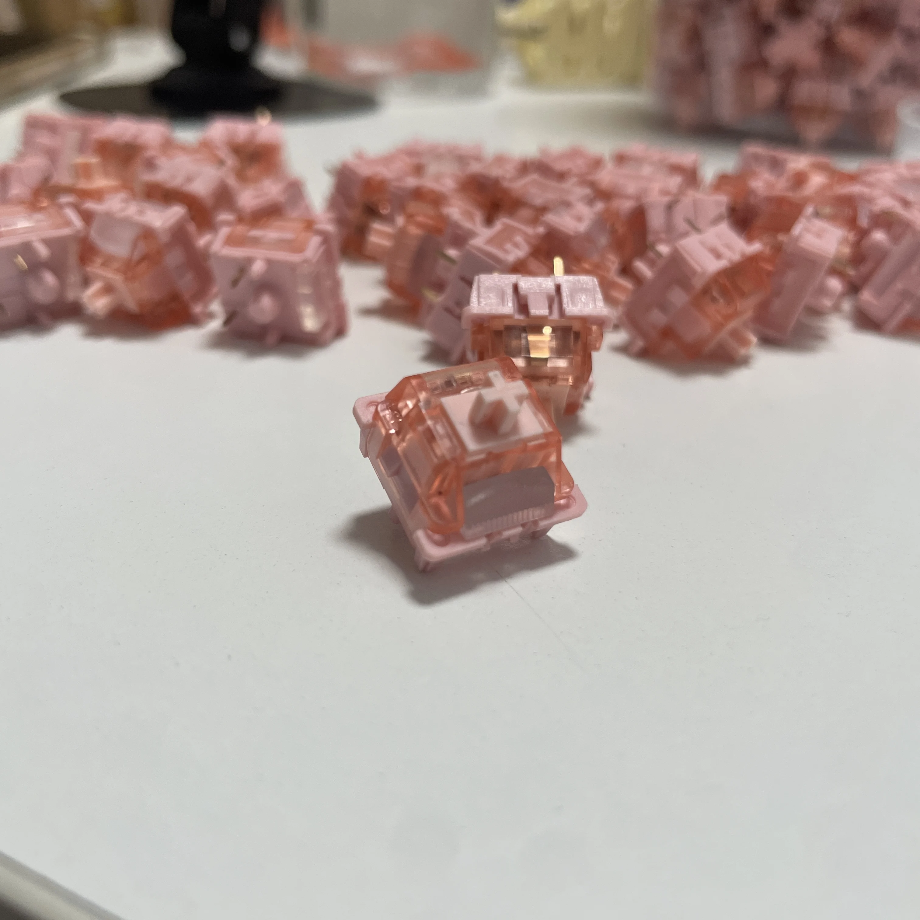 Leobog interruptores silenciosos teclado mecânico interruptores lineares 5 pinos pré lubrificados pom personalizado de baixo ruído algodão doce mx int