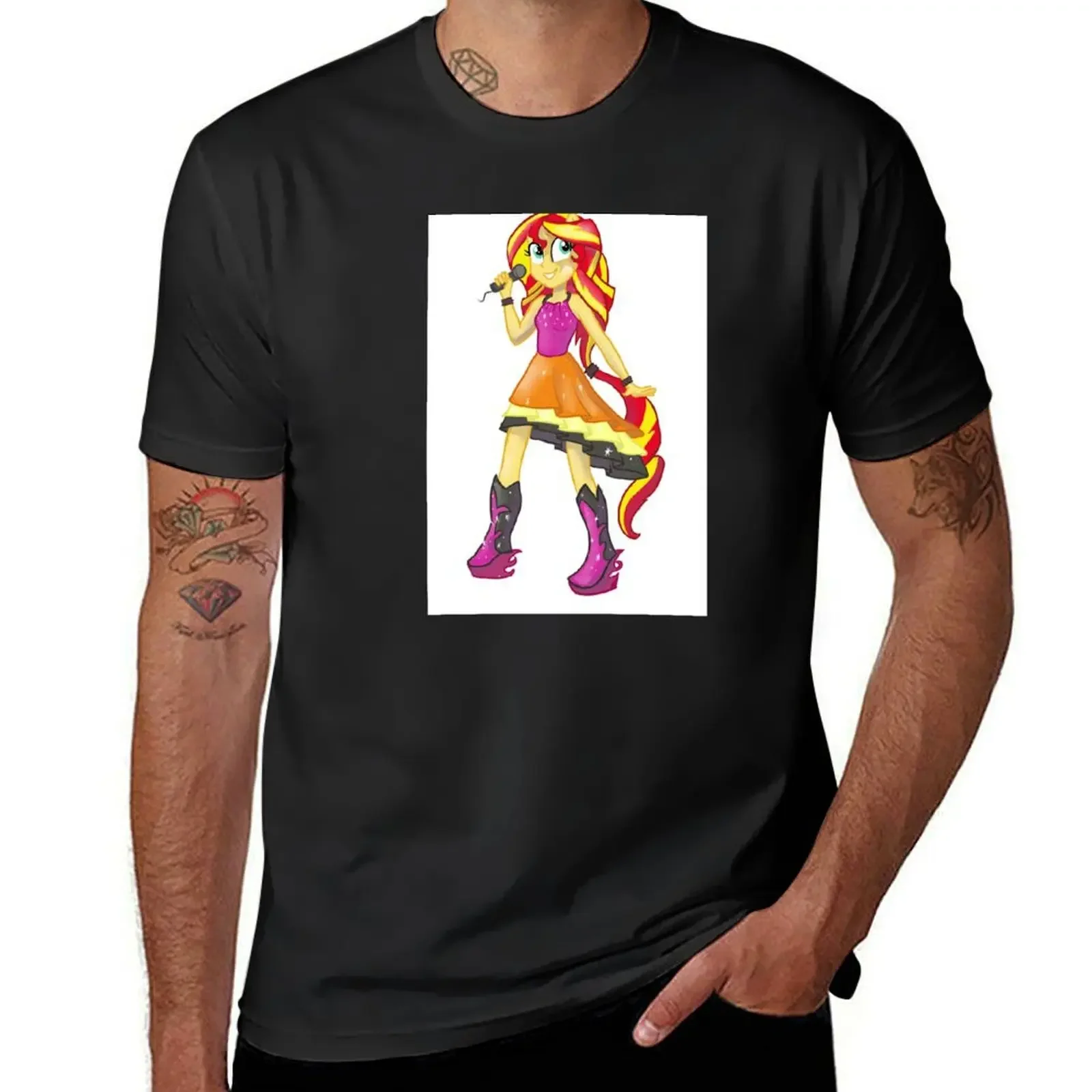 

Sunset Shimmer Rainbow Rocks T-Shirt anime clothes summer clothes oversized graphic tee fruit of the loom mens t shirts